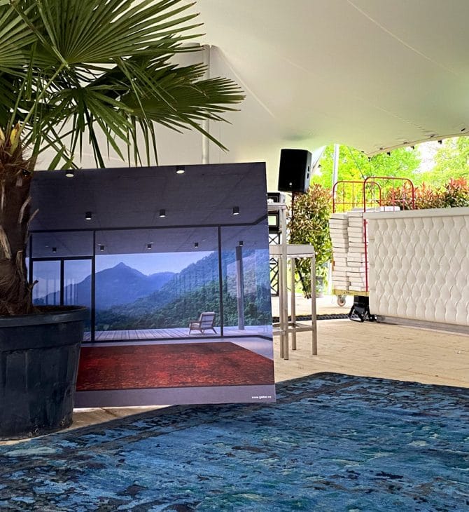 Geba Teppich "Antique Blue" ziert die Lounge der "Design Days 2022" im Schloss Grafenegg - Geba rugs